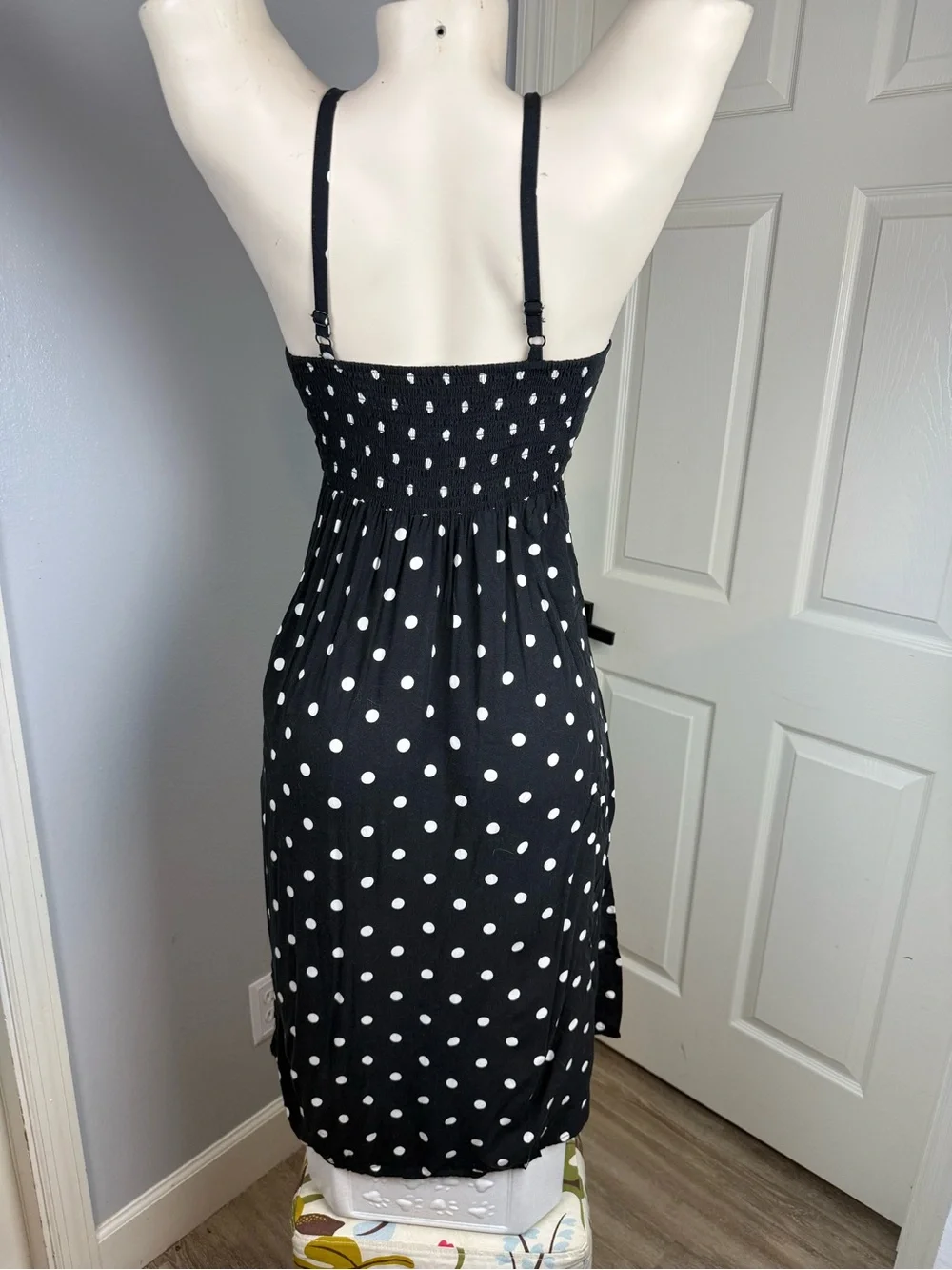 Old Navy Black and White Polka Dot Spaghetti Strap Dress